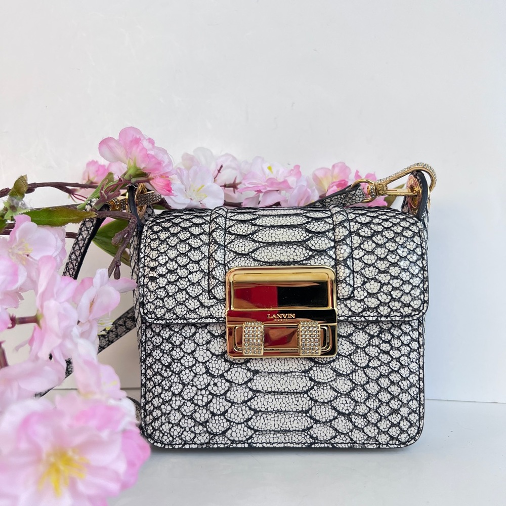 Lanvin Jiji Embellished Metallic Python Shoulder Bag Mini bag